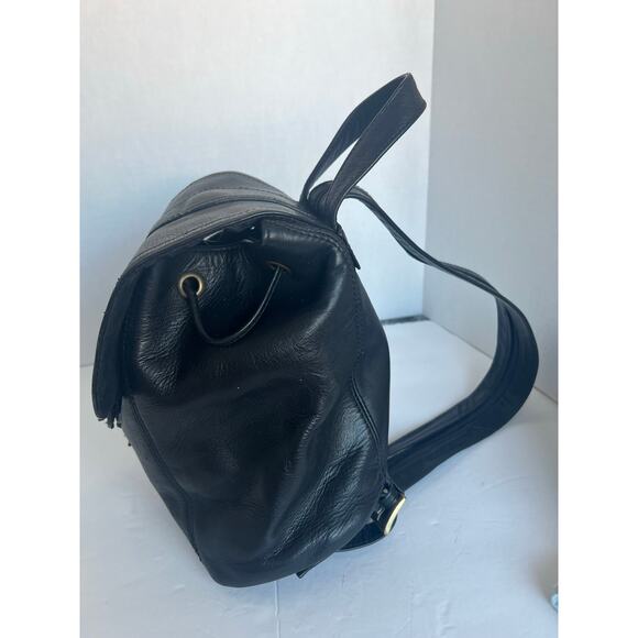 Sereta Premium Soft Black Leather Gold Accent Mini Backpack Shoulder Bag Purse - Picture 4 of 14